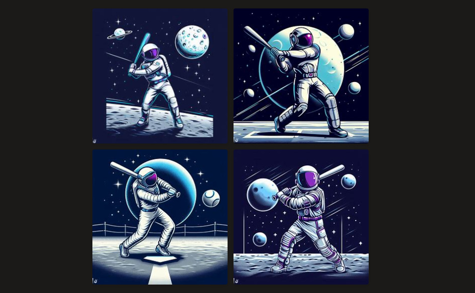 宇宙飛行士の野球イラスト